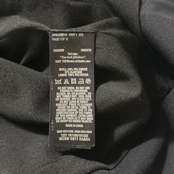 Ted Baker XL (5) Black Kaara Midi Front Zip High Waist Belted Pencil Skirt - Picture 15 of 16